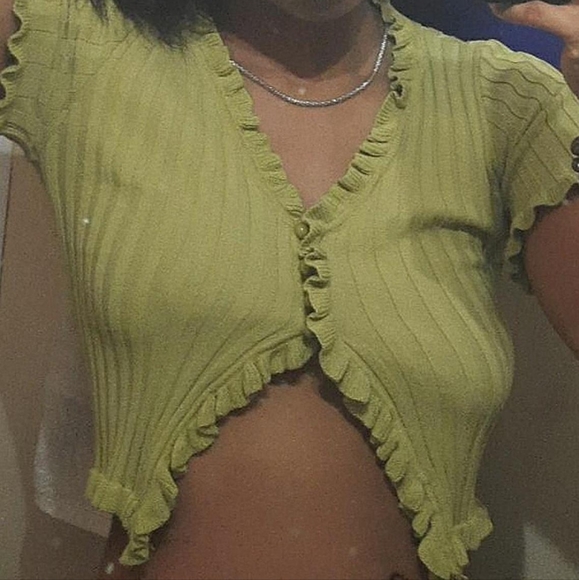 frilled green baby doll top - Picture 2 of 2